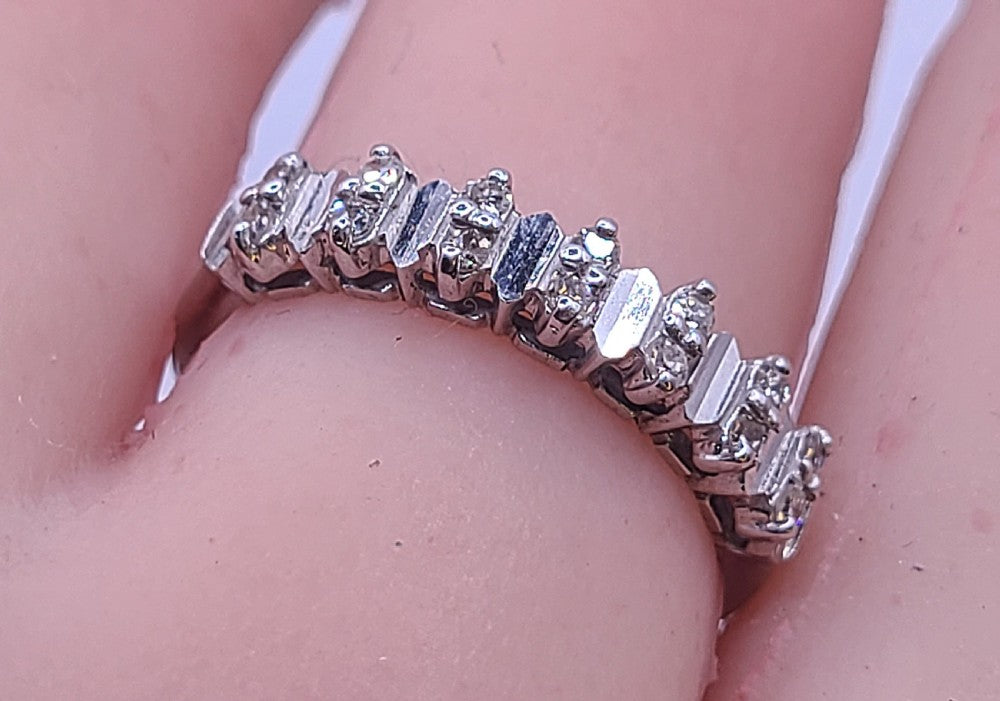 18ct White Gold Diamond Half Eternity Ring (N1/2)