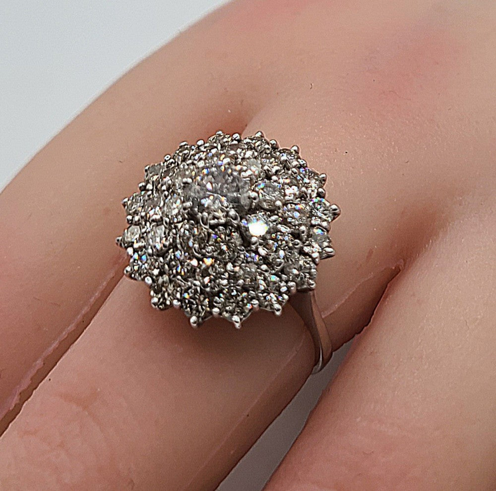 Diamond Cluster 3.5ct 18ct White Gold Ring (N)