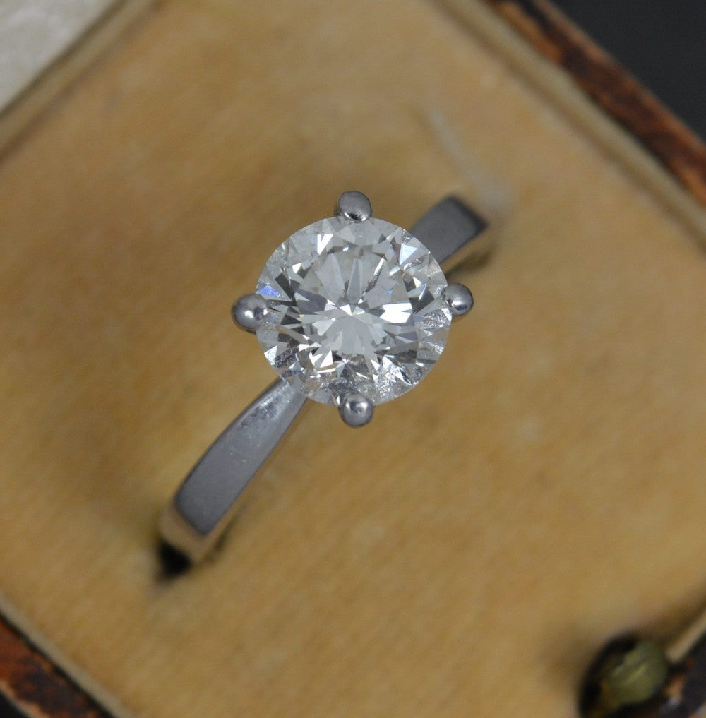 Diamond Solitaire Very Slight Inclusion 2.09ct Solid 950 Platinum Ring Certified - Size L