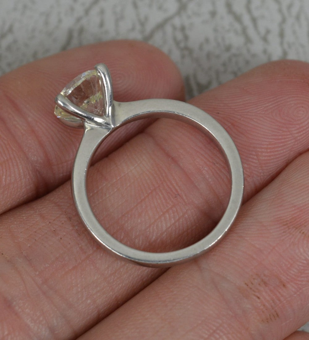 Diamond Solitaire Very Slight Inclusion 2.09ct Solid 950 Platinum Ring Certified - Size L