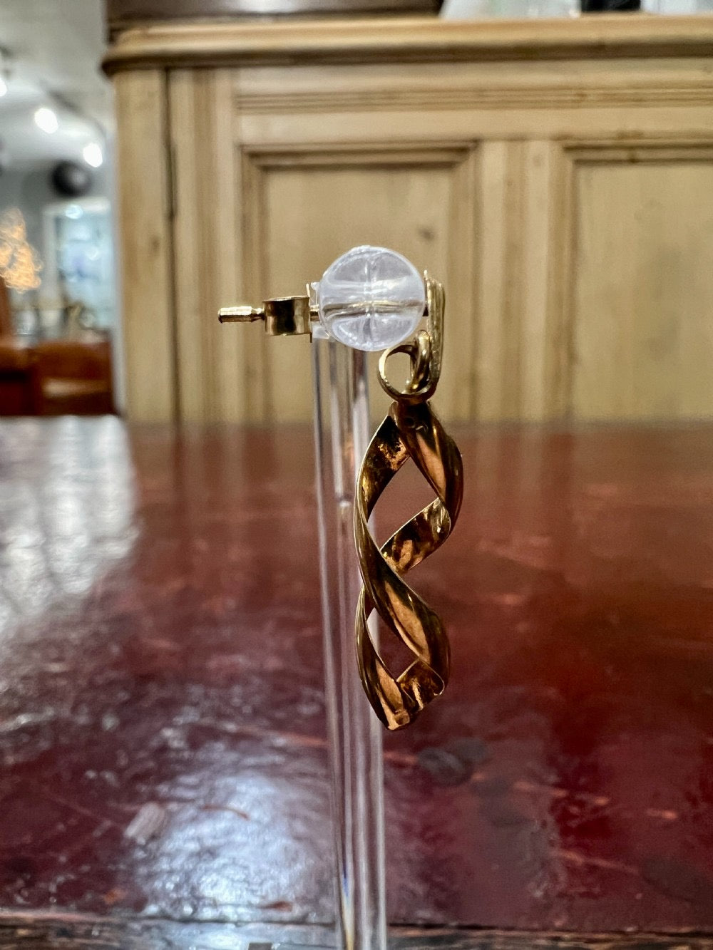 9ct Gold Swirl Twist Drop Earrings