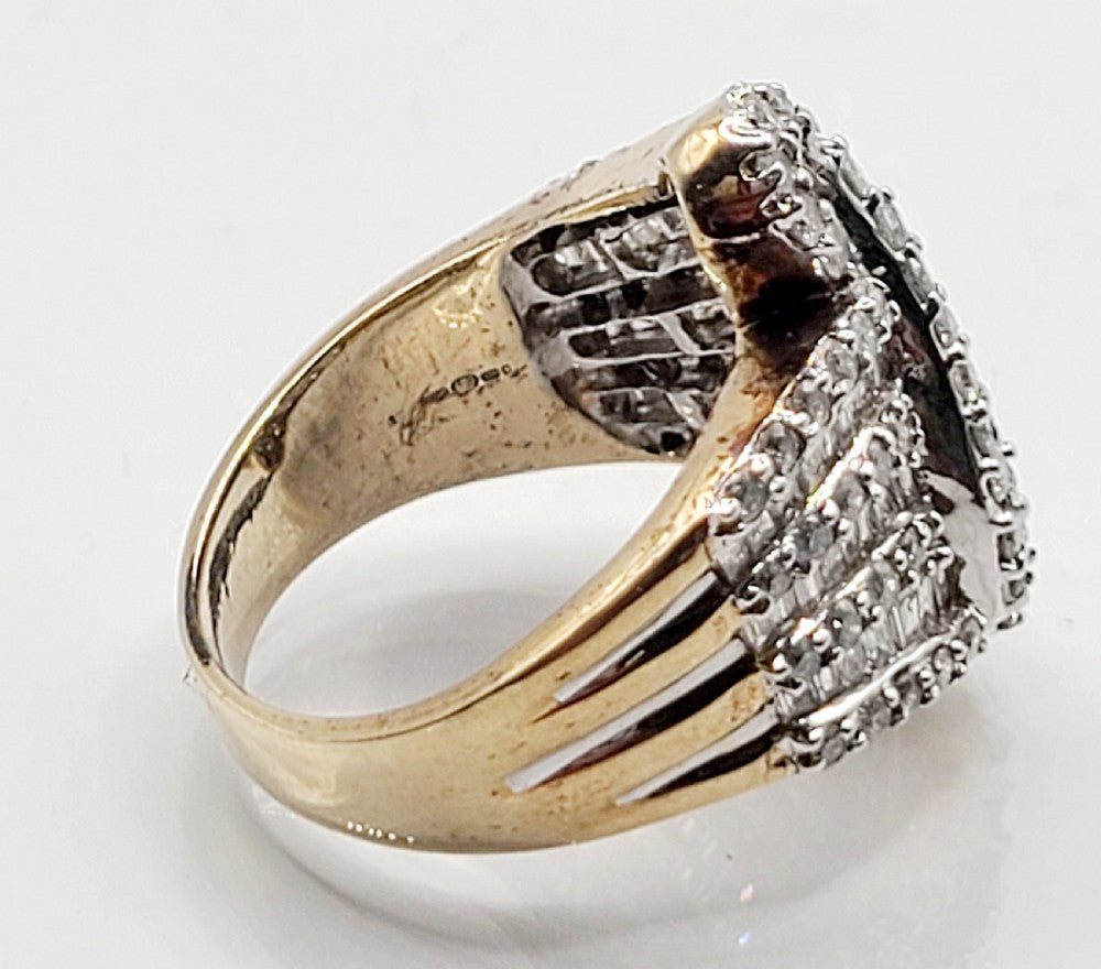 Diamond Swirl Cluster (approx 3ct) 9ct Gold Ring (P)