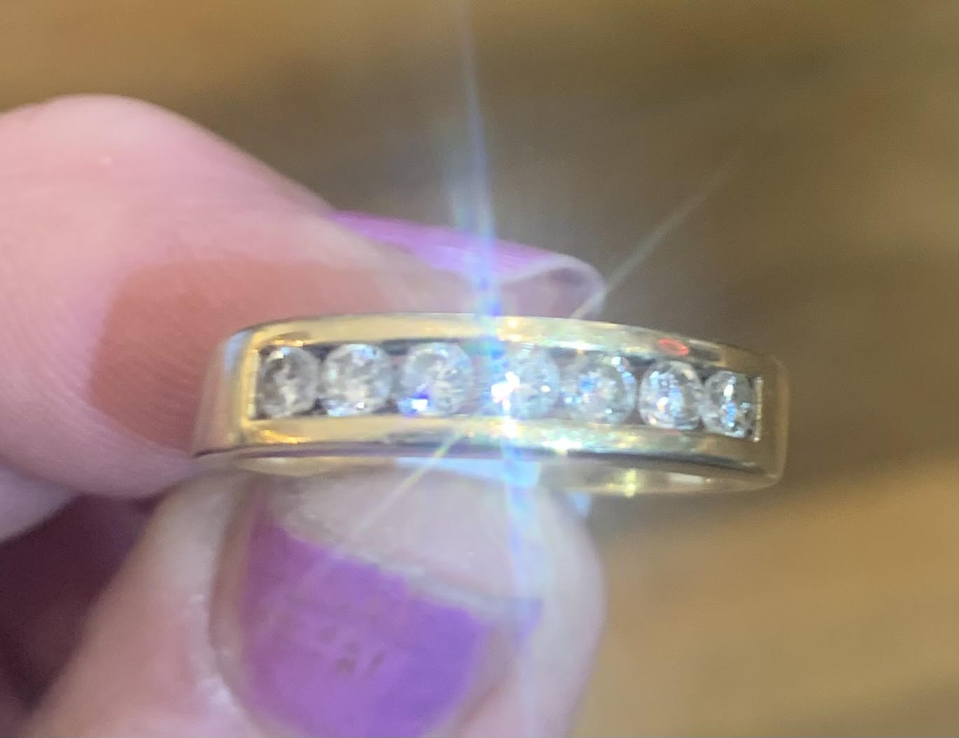 Diamond x 7 Stone Half Eternity Ring 18ct Gold - Size Q