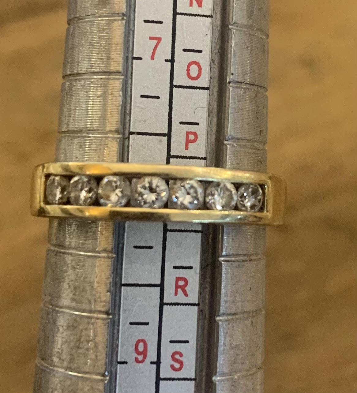 Diamond x 7 Stone Half Eternity Ring 18ct Gold - Size Q