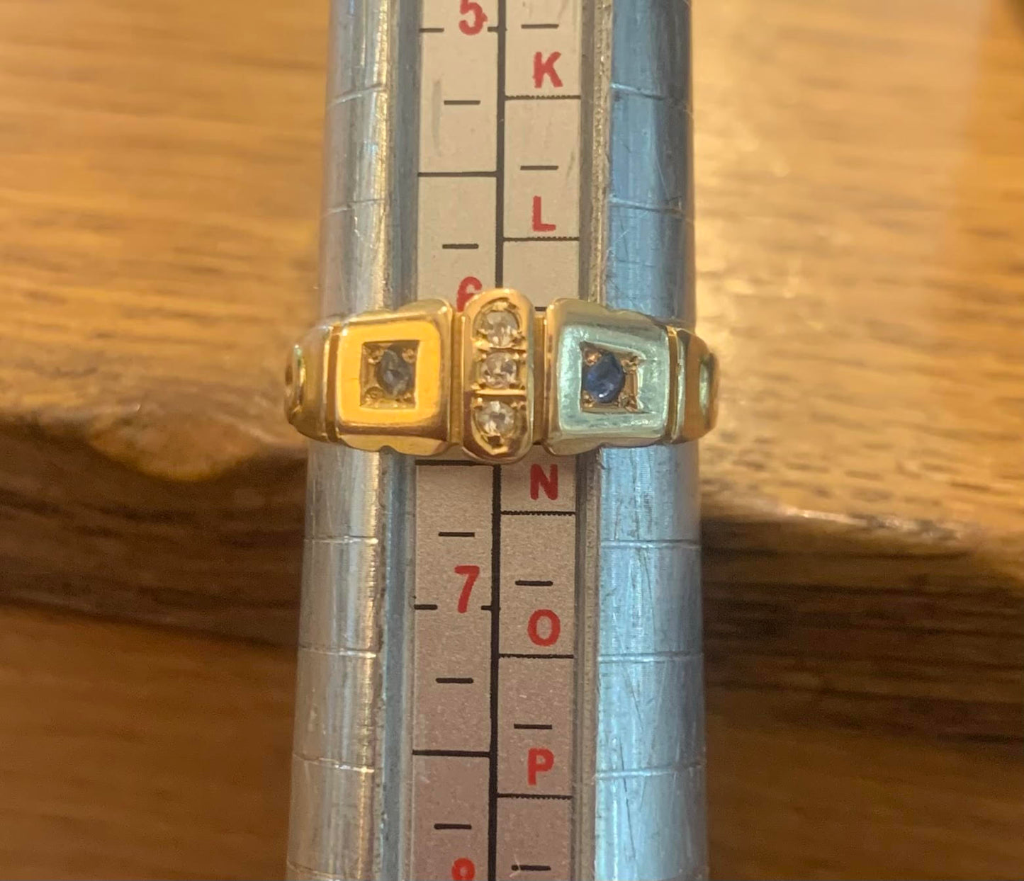 Victorian Sapphire & Diamond 18ct Gold Ring - Size M