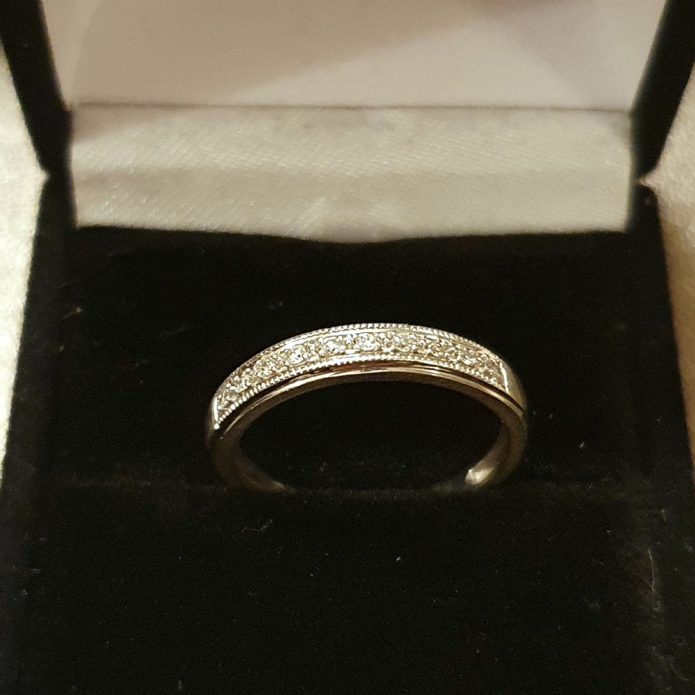 Diamonds on 9ct White Gold Half Eternity Ring - Size L