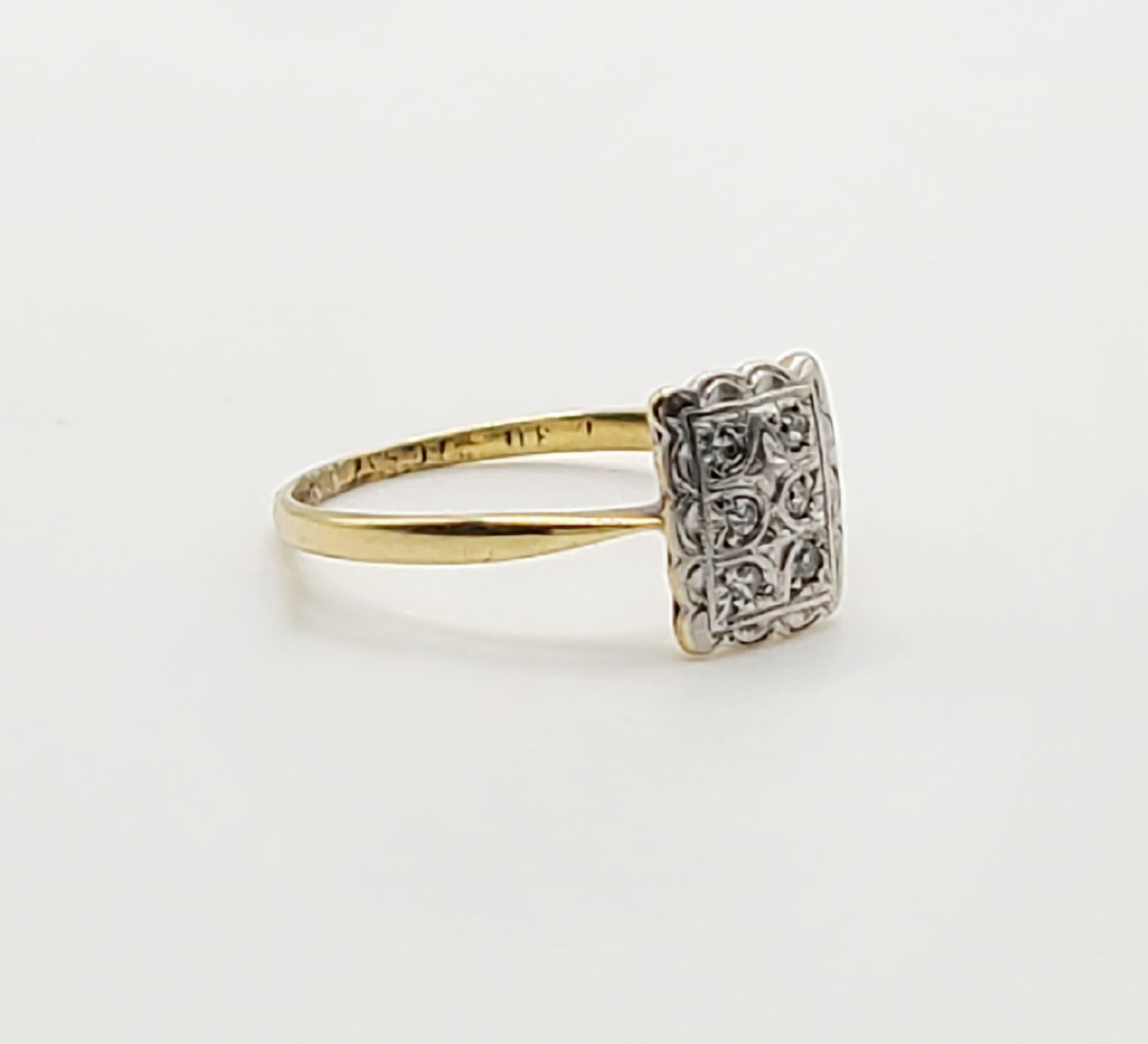 1920s Art Deco Platinum Diamond 18ct Gold Panel Ring
