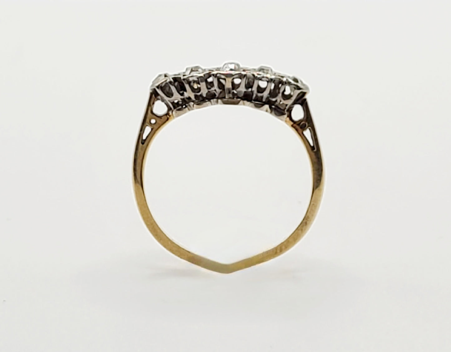 Five-Stone Art Deco Diamonds Platinum Set on 18ct Yellow Gold Ring c.1920