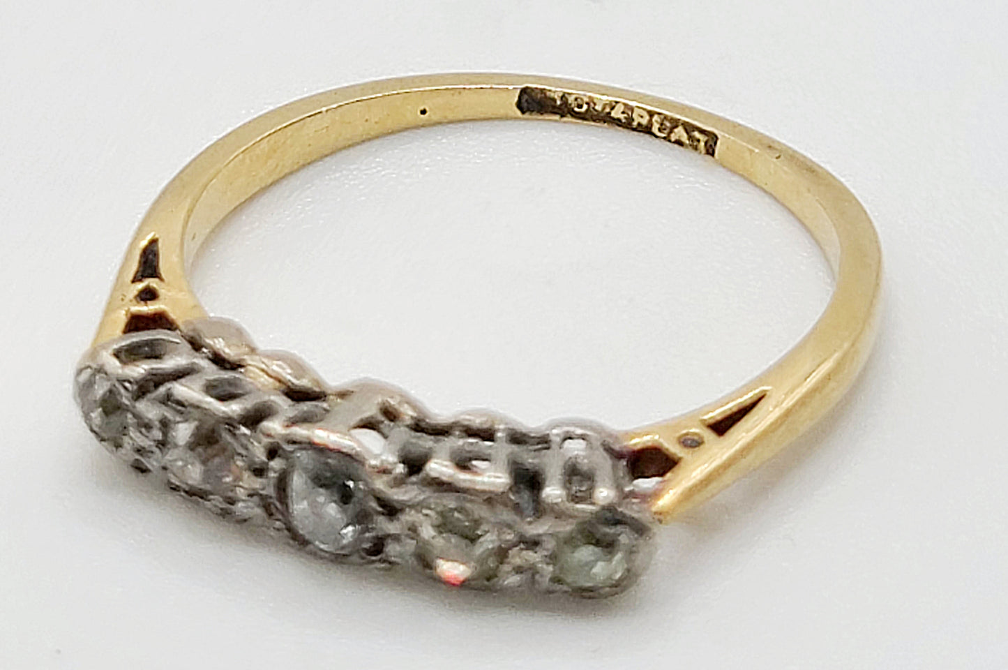 Five-Stone Art Deco Diamonds Platinum Set on 18ct Yellow Gold Ring c.1920