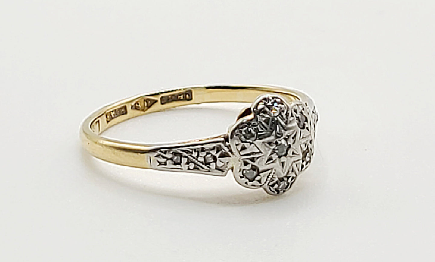 Art Deco Diamond Daisy 18ct Gold & Platinum Ring c1920s
