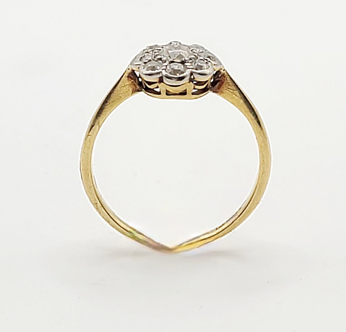 Victorian Platinum Set 18ct Gold Cluster Ring - Size L1/2