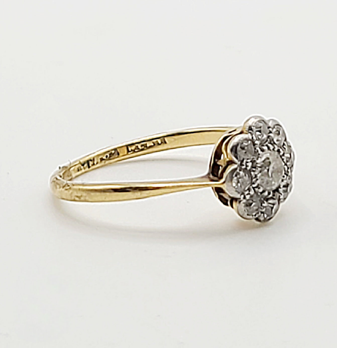 Victorian Platinum Set 18ct Gold Cluster Ring - Size L1/2