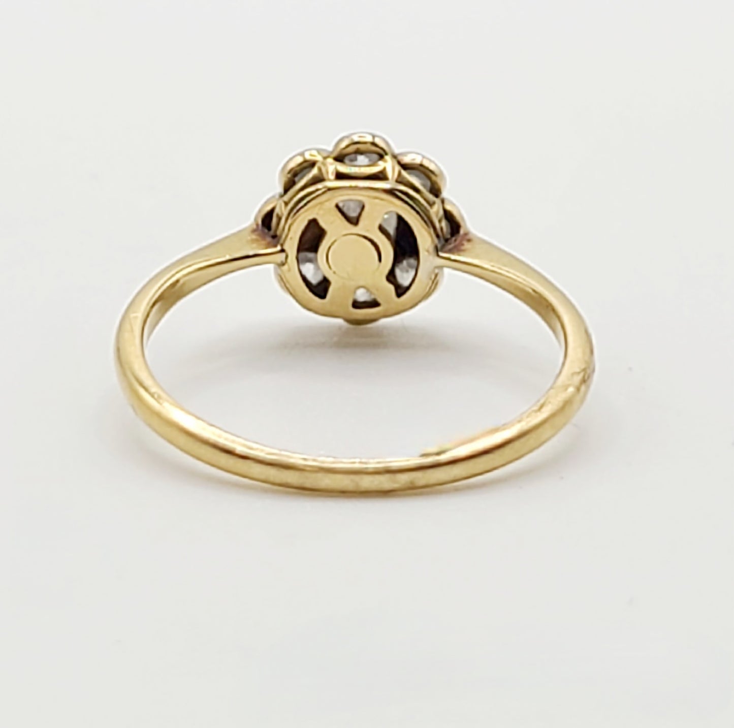 Victorian Platinum Set 18ct Gold Cluster Ring - Size L1/2