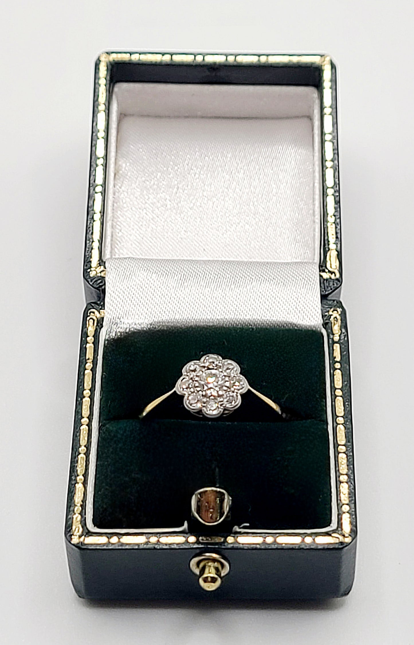 Victorian Platinum Set 18ct Gold Cluster Ring - Size L1/2