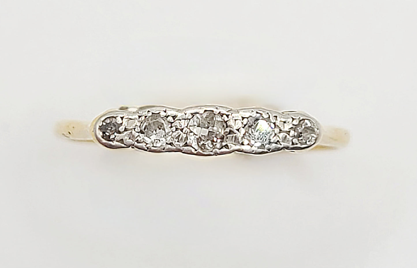 Art Deco 5 Stone Diamond & Platinum 18ct Gold Ring