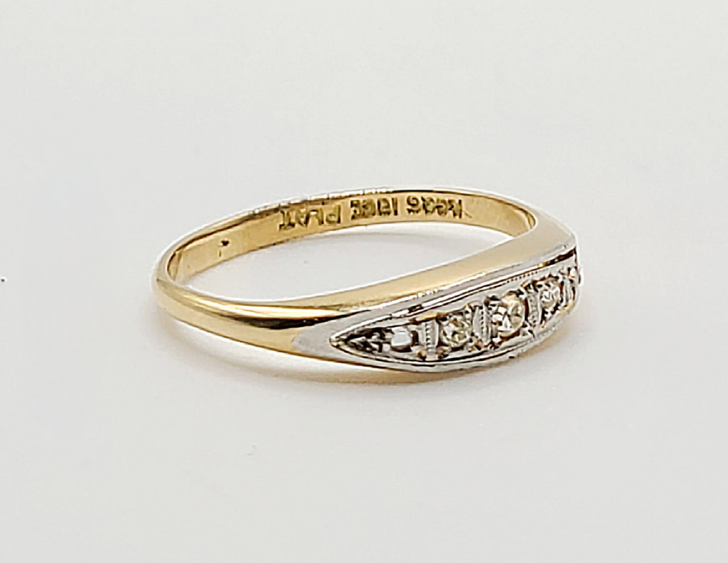 Art Deco 5 Stone Diamond Platinum & 18ct Gold Ring c1920s