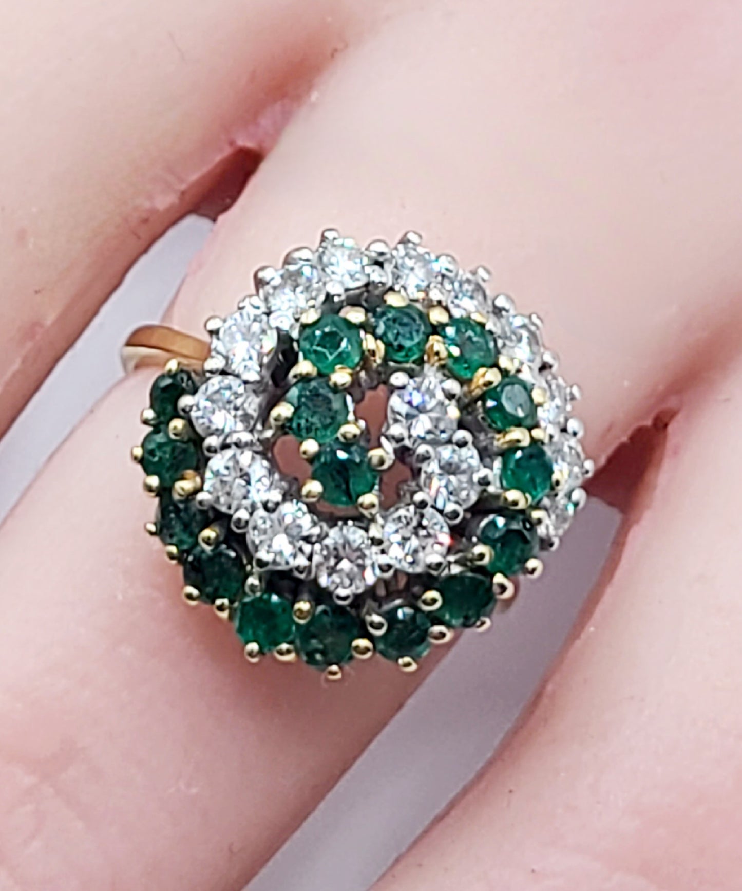 Emerald & Diamond (approx 2cts) ‘Infinity’ swirl 18ct Gold