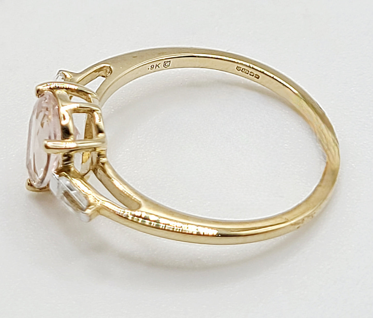 Morganite & Diamond 9ct Gold Ring (L1/2)