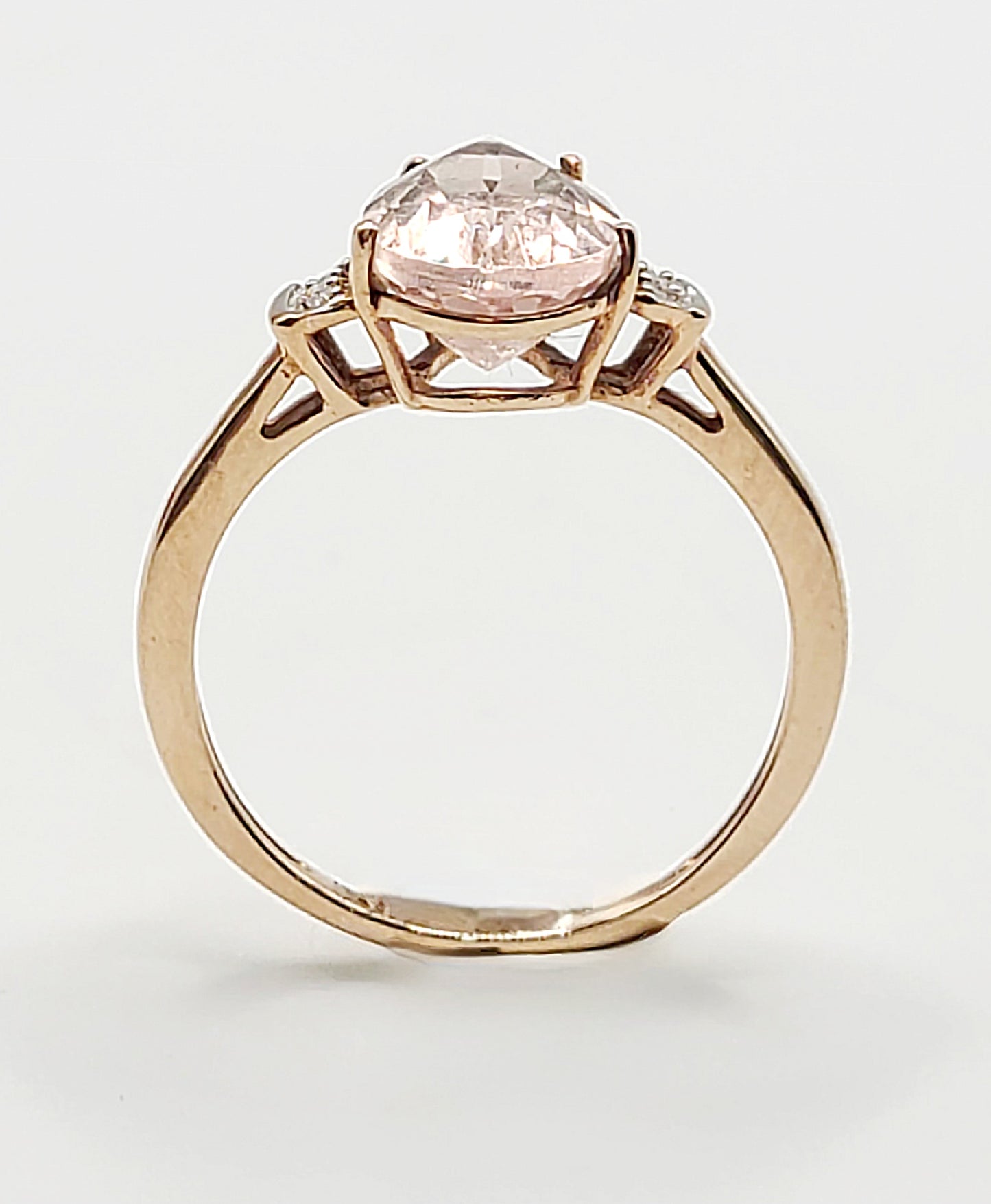 Natural Morganite & Diamond 9ct Rose Gold Ring (R1/2)