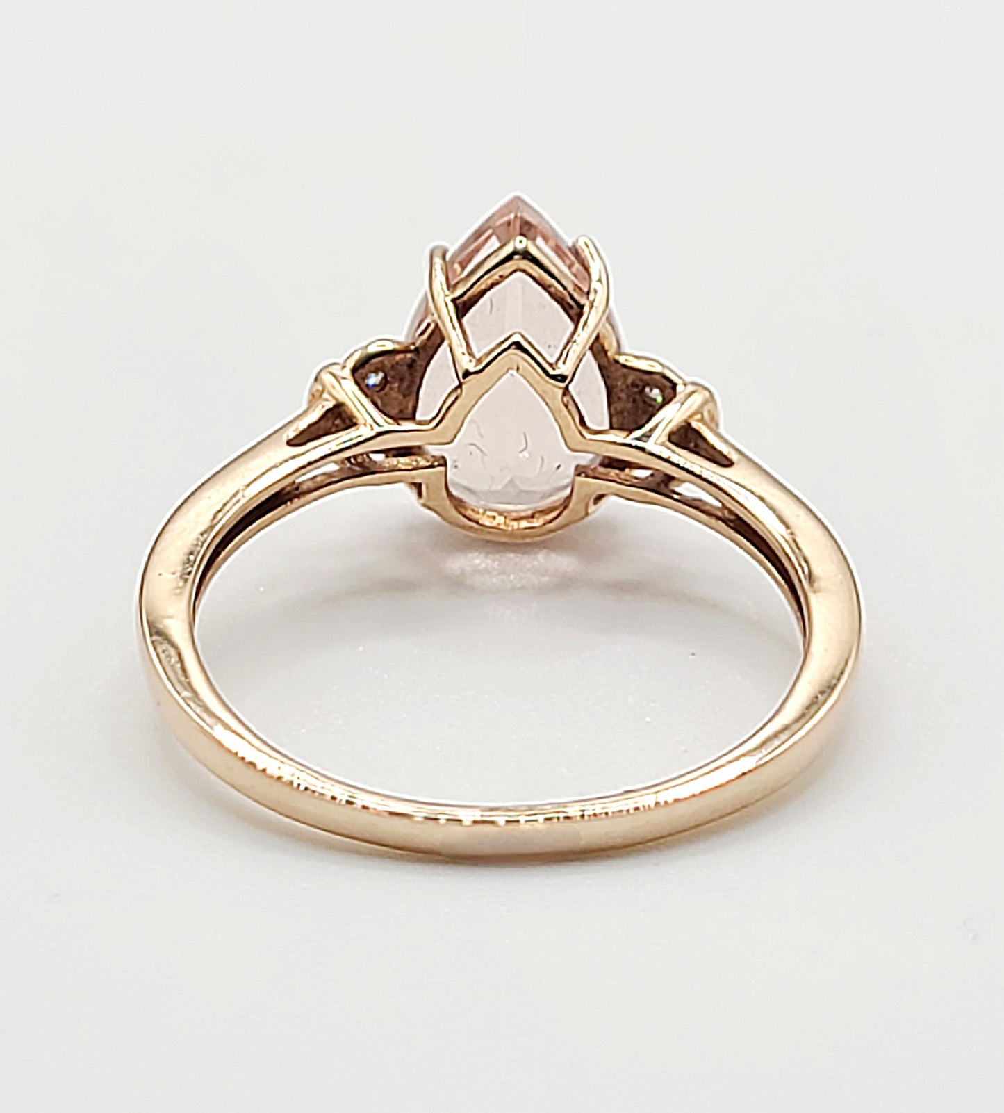 Natural Morganite & Diamond 9ct Rose Gold Ring (R1/2)