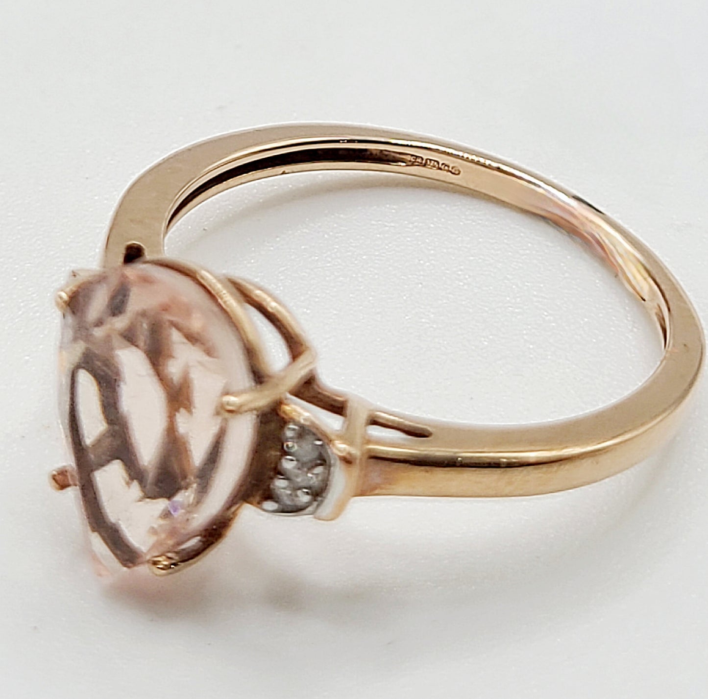 Natural Morganite & Diamond 9ct Rose Gold Ring (R1/2)