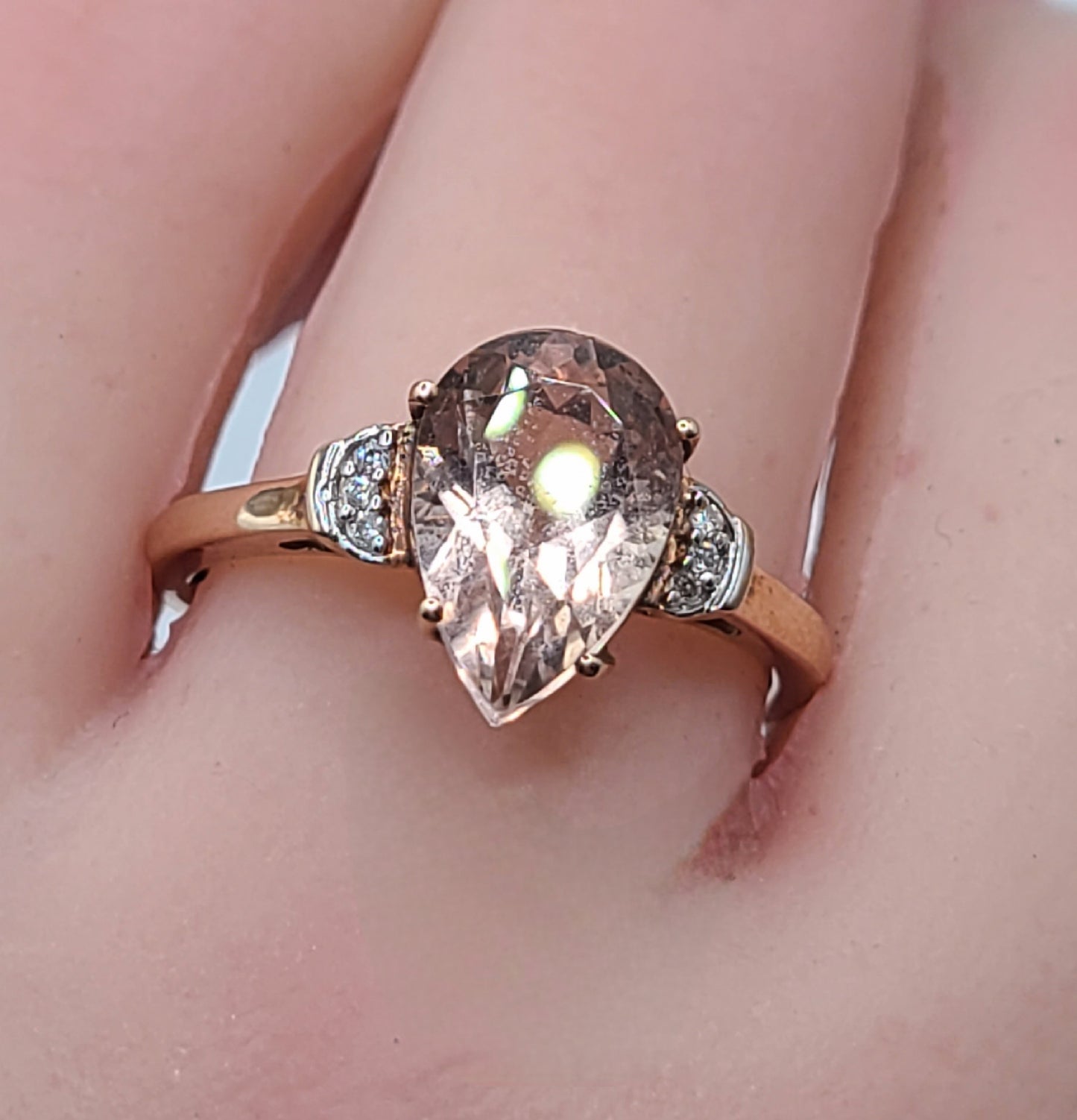 Natural Morganite & Diamond 9ct Rose Gold Ring (R1/2)