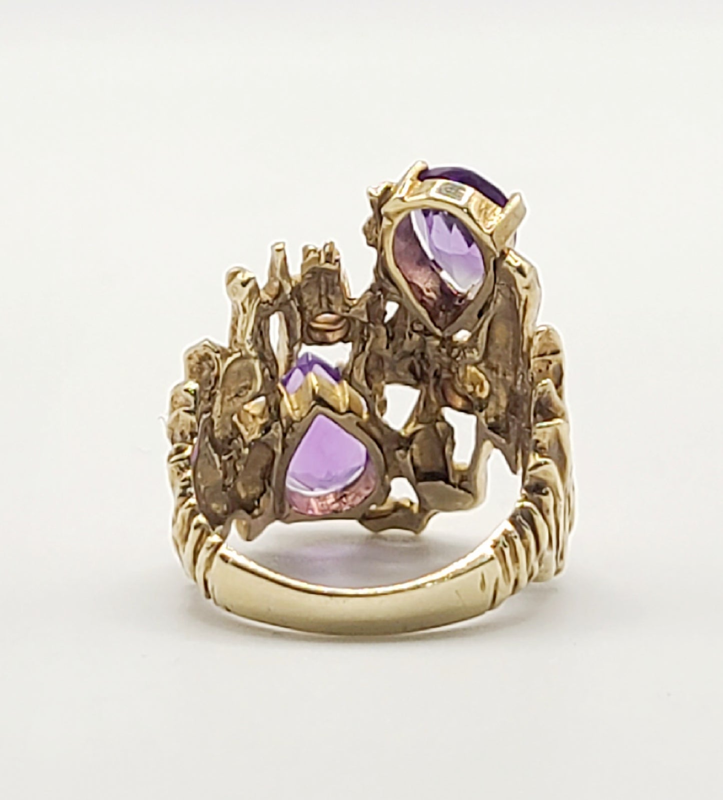 Vintage Pear Drop Amethyst Designer 8ct Gold Ring (M1/2)