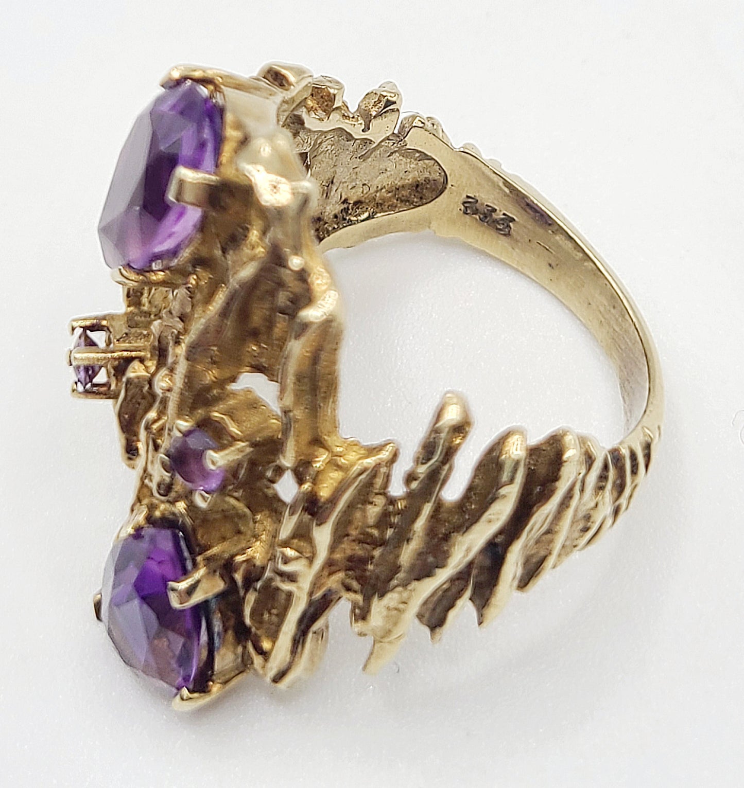 Vintage Pear Drop Amethyst Designer 8ct Gold Ring (M1/2)