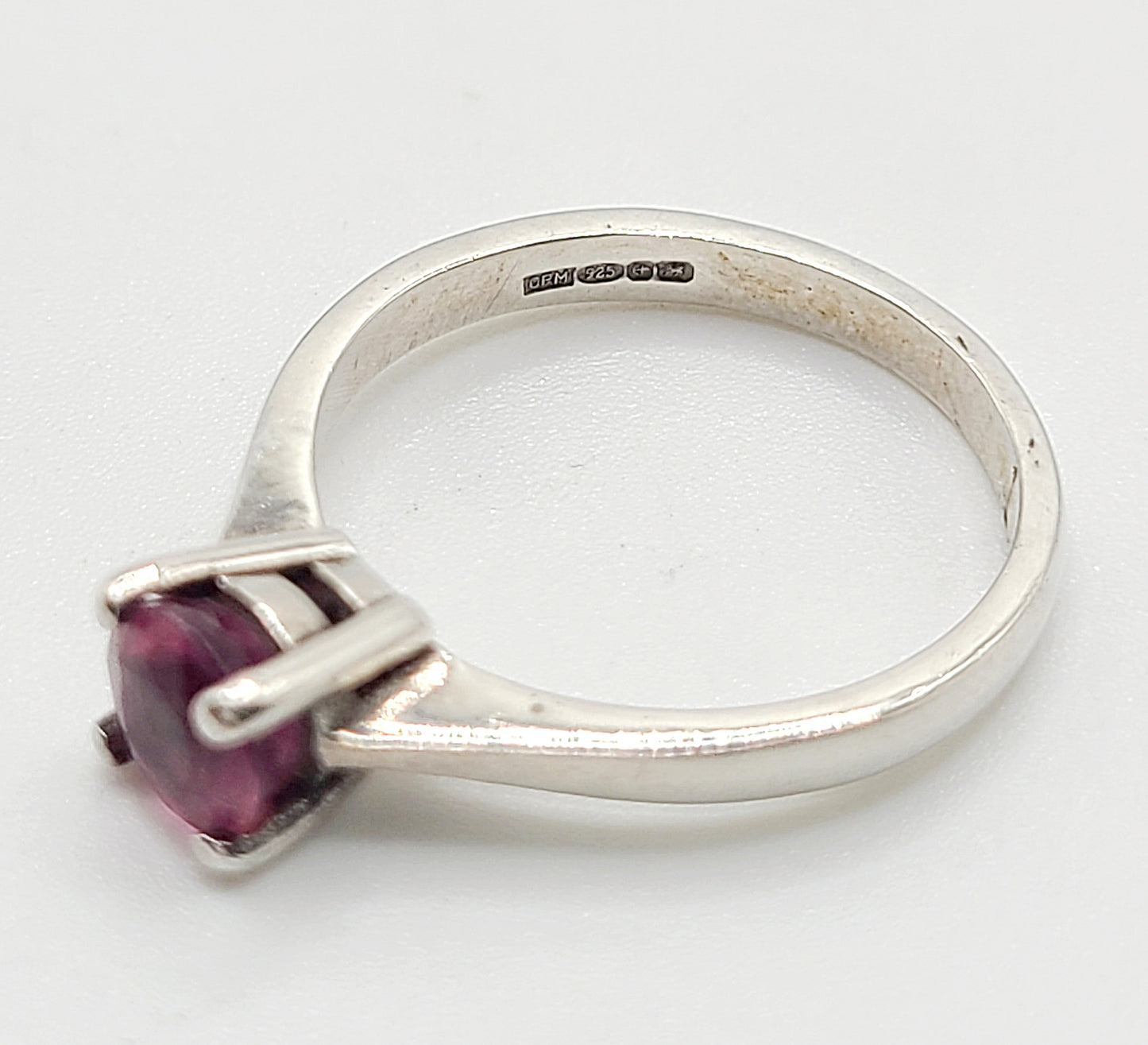 Round Cut Pink Tourmaline Solitaire on Sterling Silver Ring