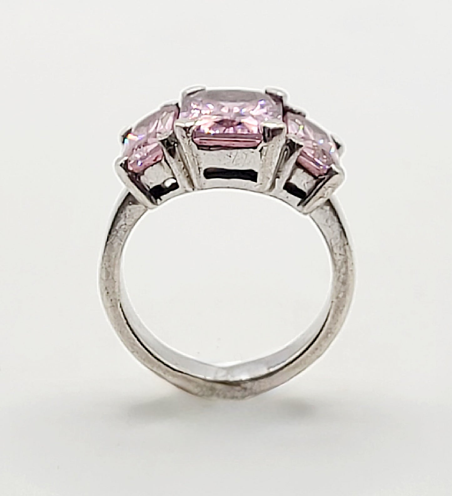 Pink Tourmaline Trilogy Sterling Silver Ring (M)
