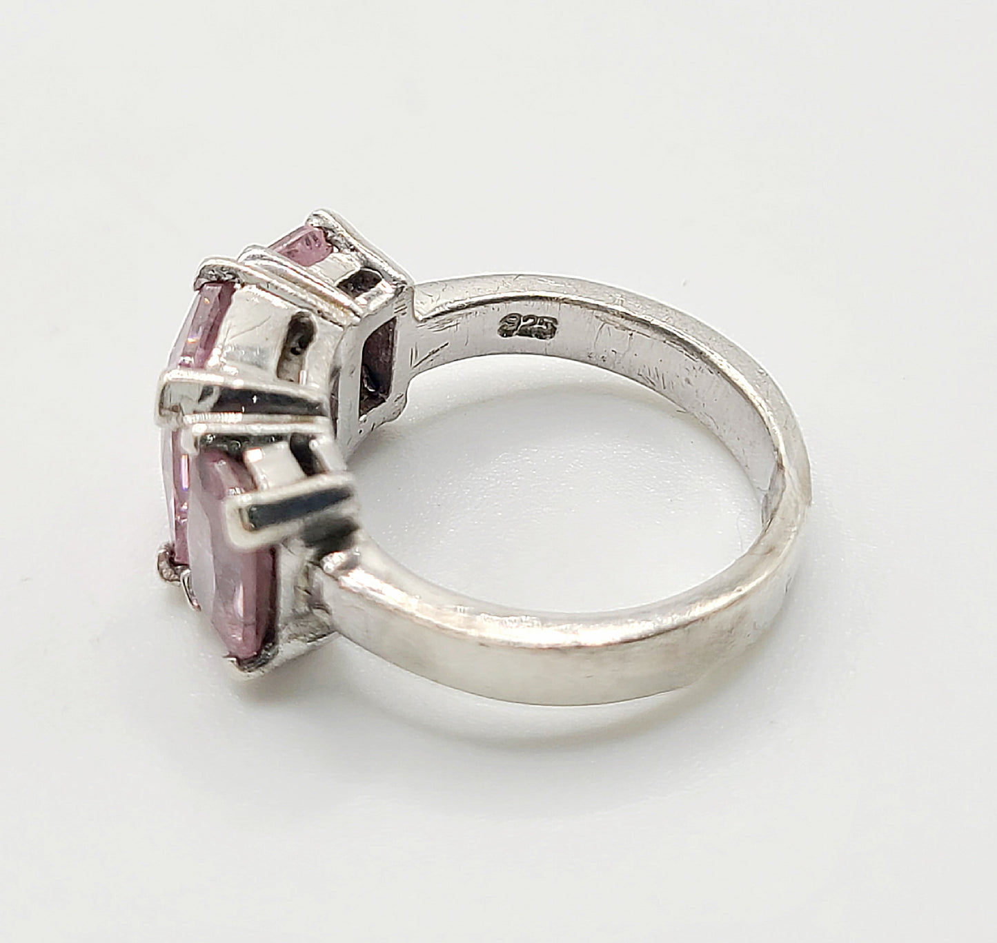 Pink Tourmaline Trilogy Sterling Silver Ring (M)