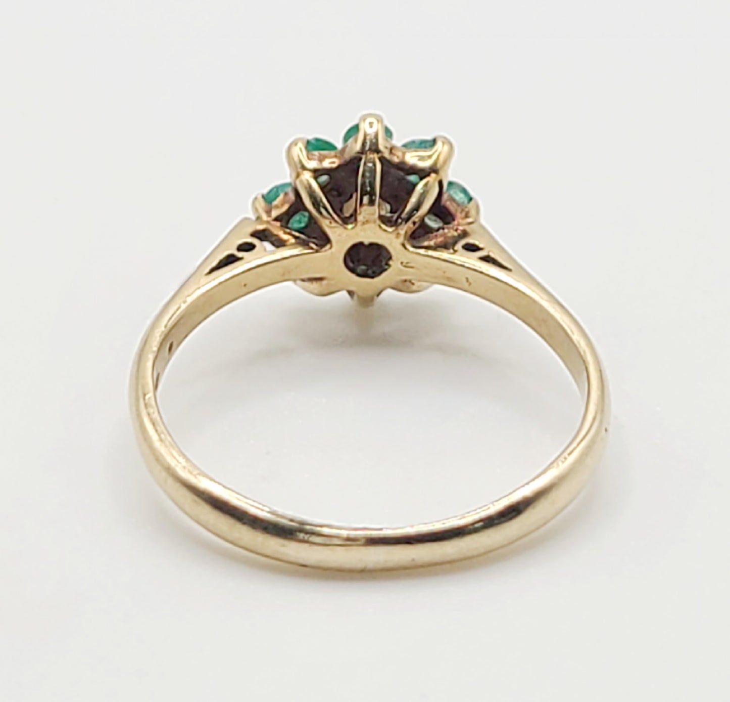 Natural Emerald & Cultured Pearl Cluster 9ct Gold Ring