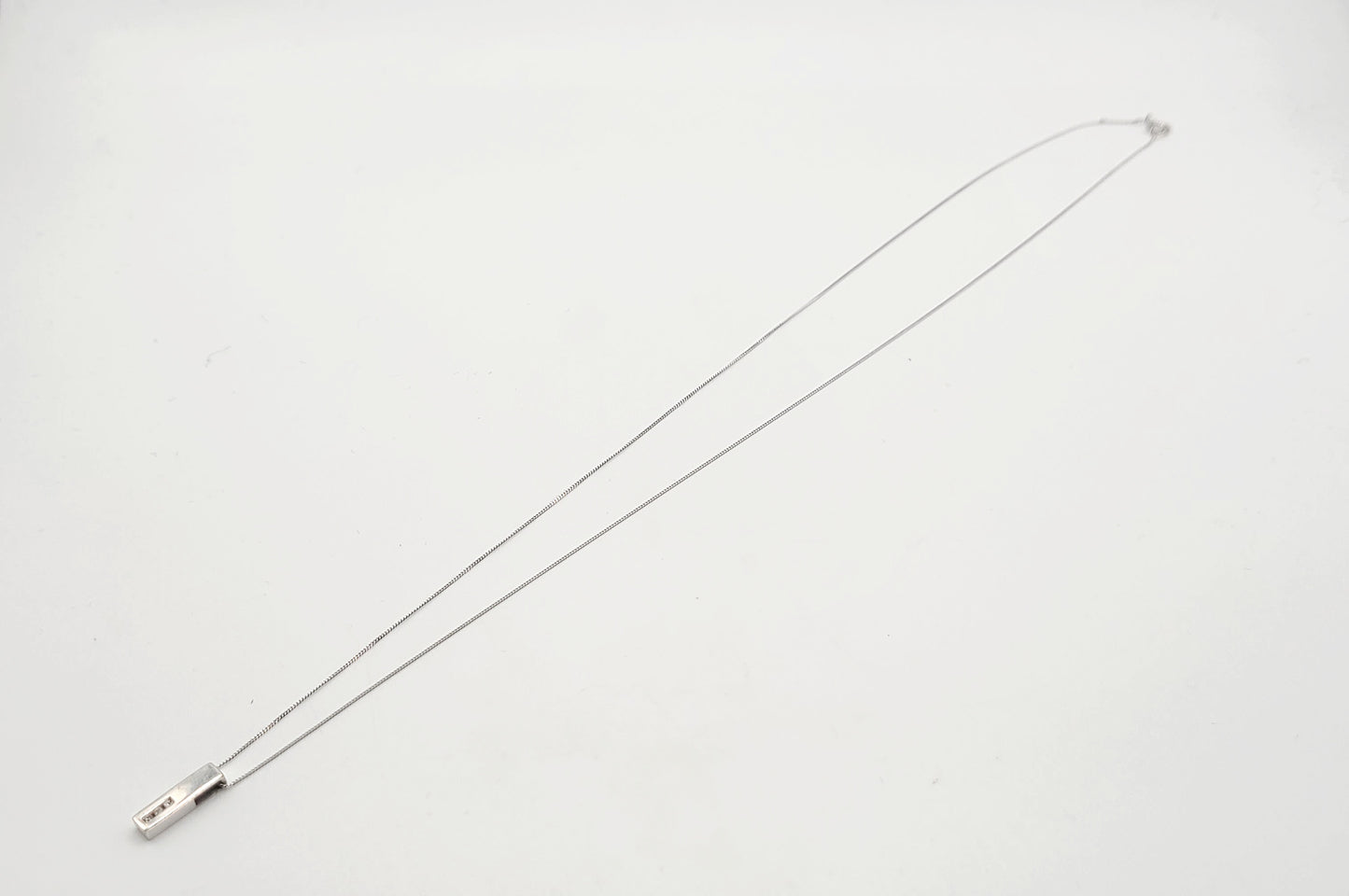 9ct White Gold Bar Pendant with Diamonds