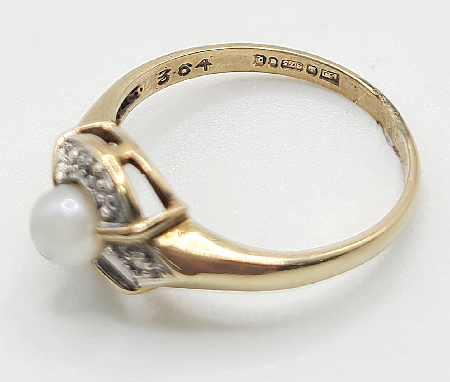 Natural Pearl Pave Diamond Setting 9ct Gold Band London