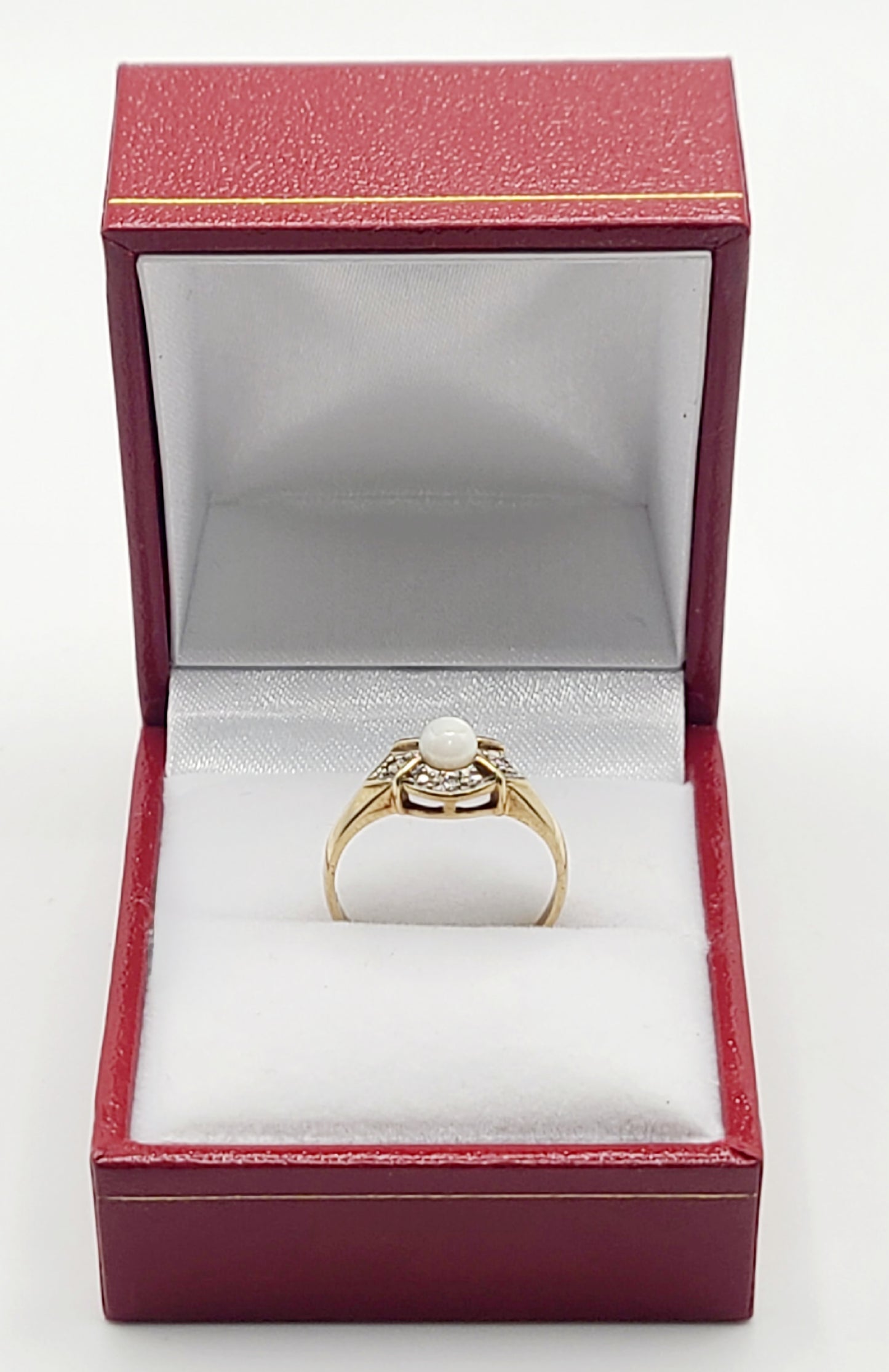 Natural Pearl Pave Diamond Setting 9ct Gold Band London