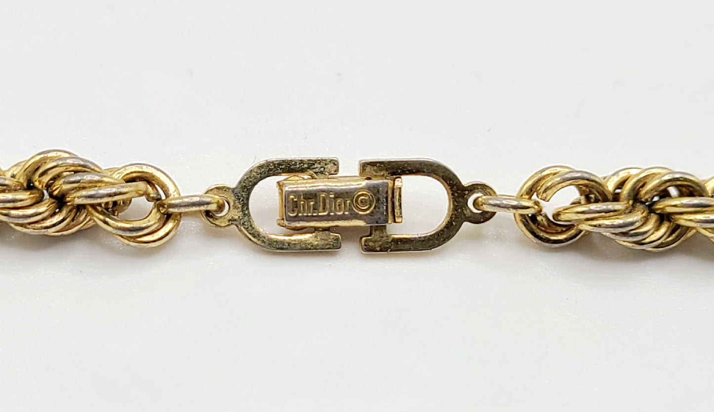 Dior Gold Tone Heavy Rope Chain Necklace 28"