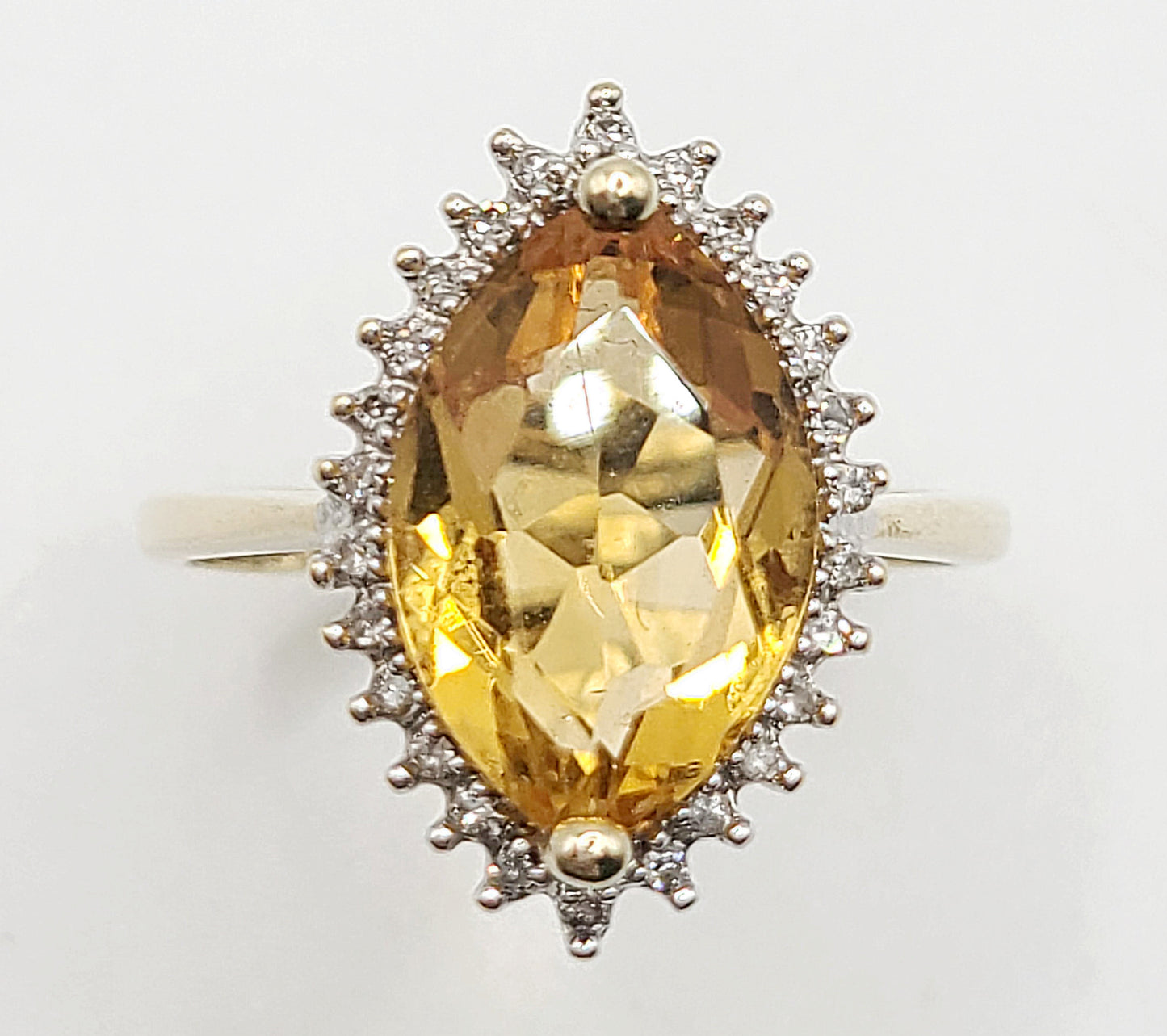 Citrine & Diamond 9ct Gold Cluster Ring