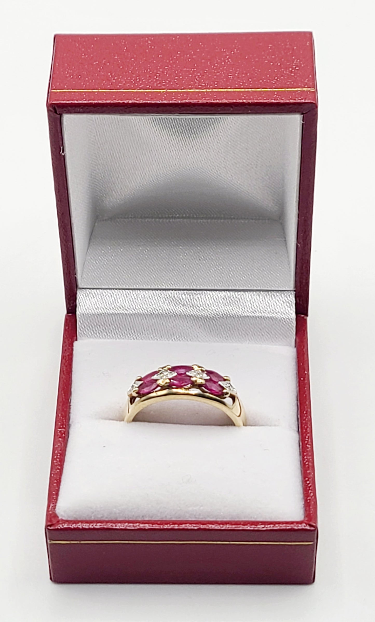 Ruby & Diamond 9ct Gold Ring - size R