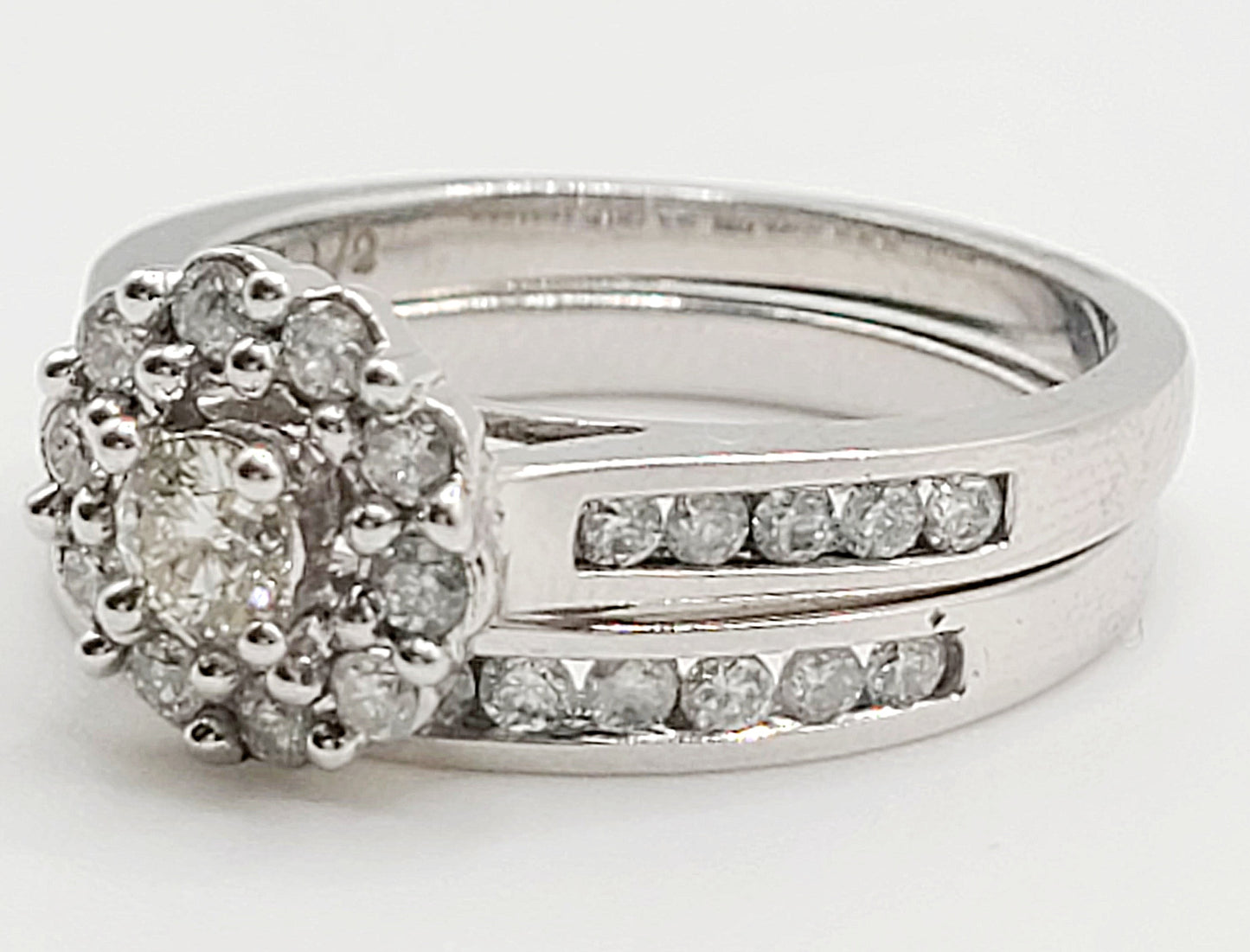 9ct White Gold & Diamond Set of 2 Bridal Rings