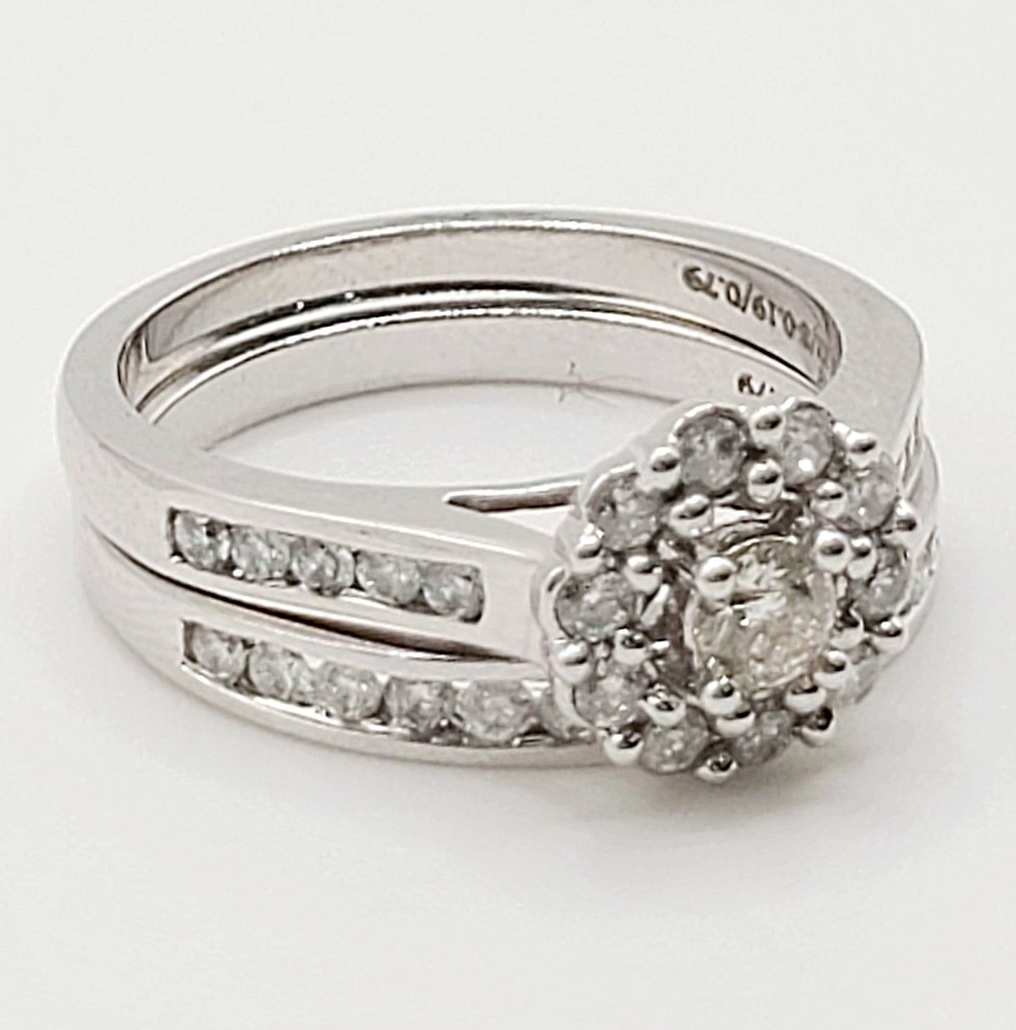 9ct White Gold & Diamond Set of 2 Bridal Rings