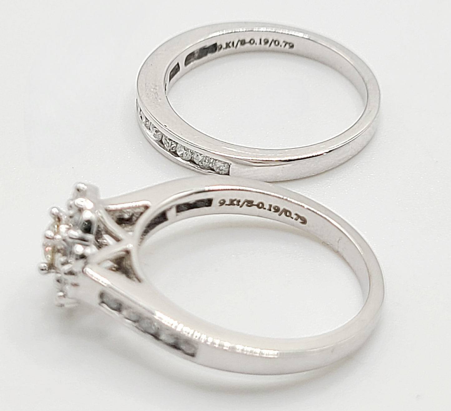 9ct White Gold & Diamond Set of 2 Bridal Rings