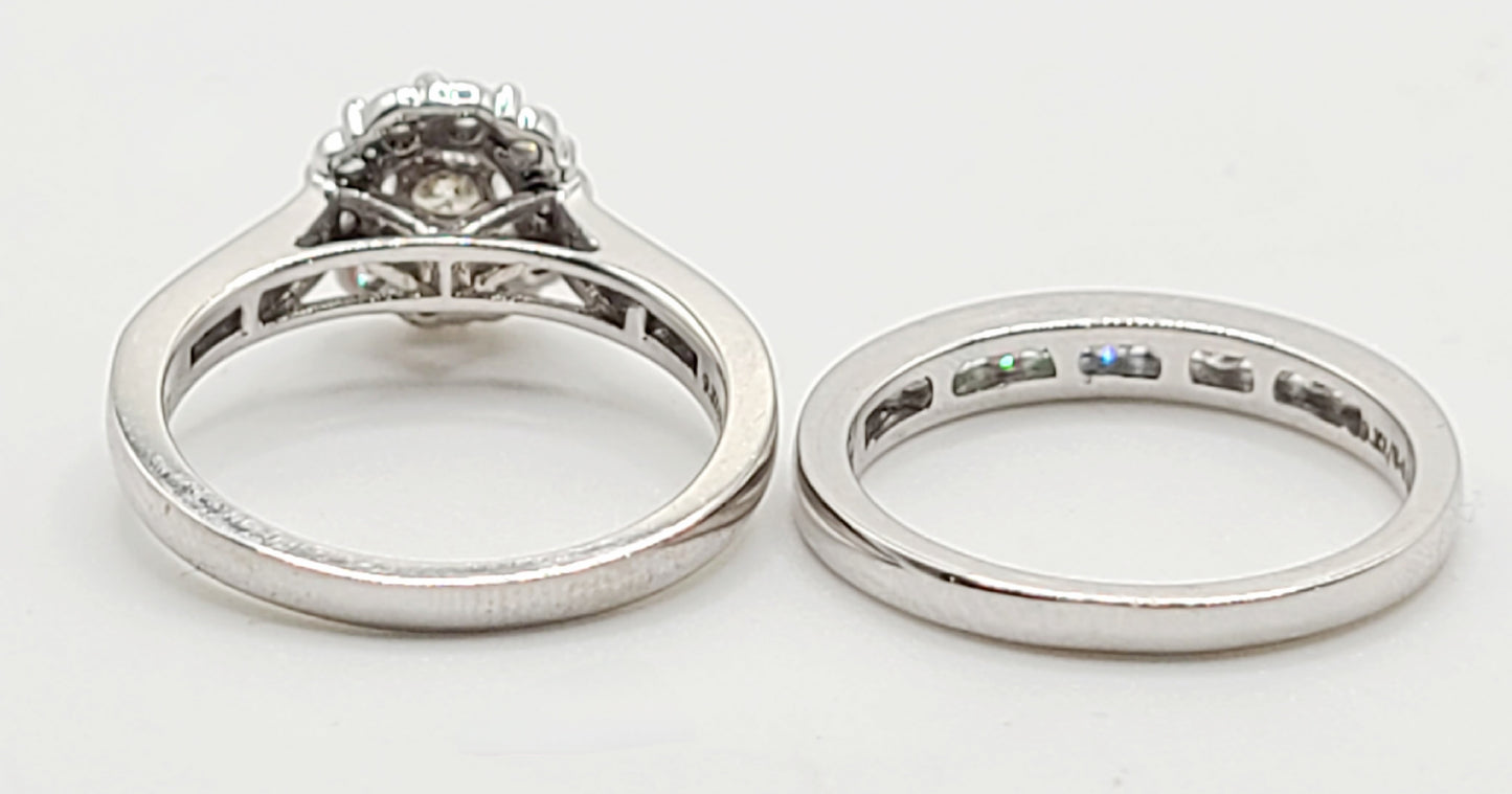 9ct White Gold & Diamond Set of 2 Bridal Rings