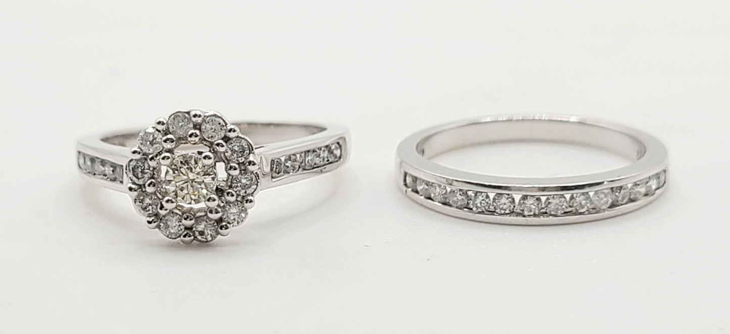 9ct White Gold & Diamond Set of 2 Bridal Rings