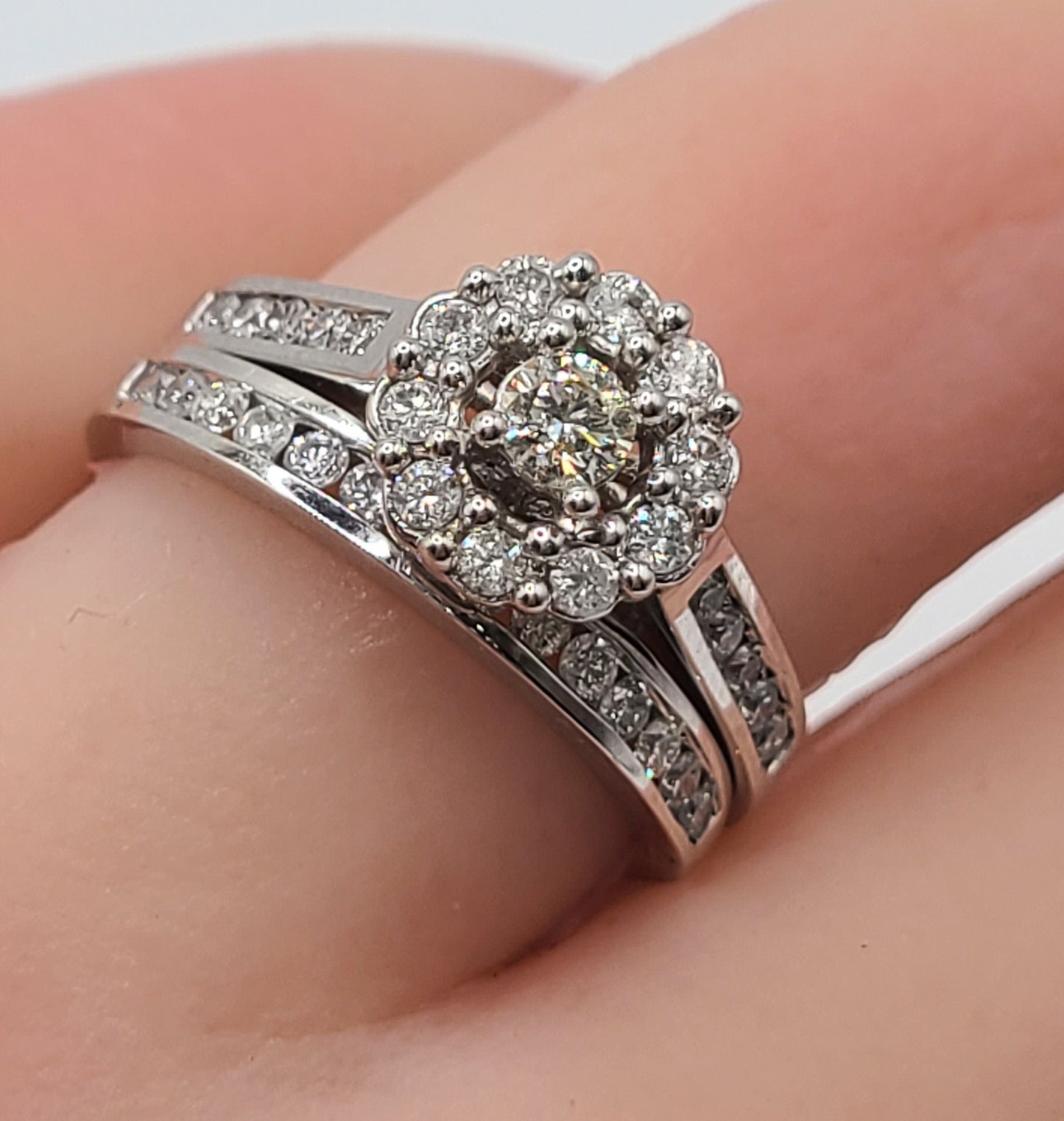 9ct White Gold & Diamond Set of 2 Bridal Rings