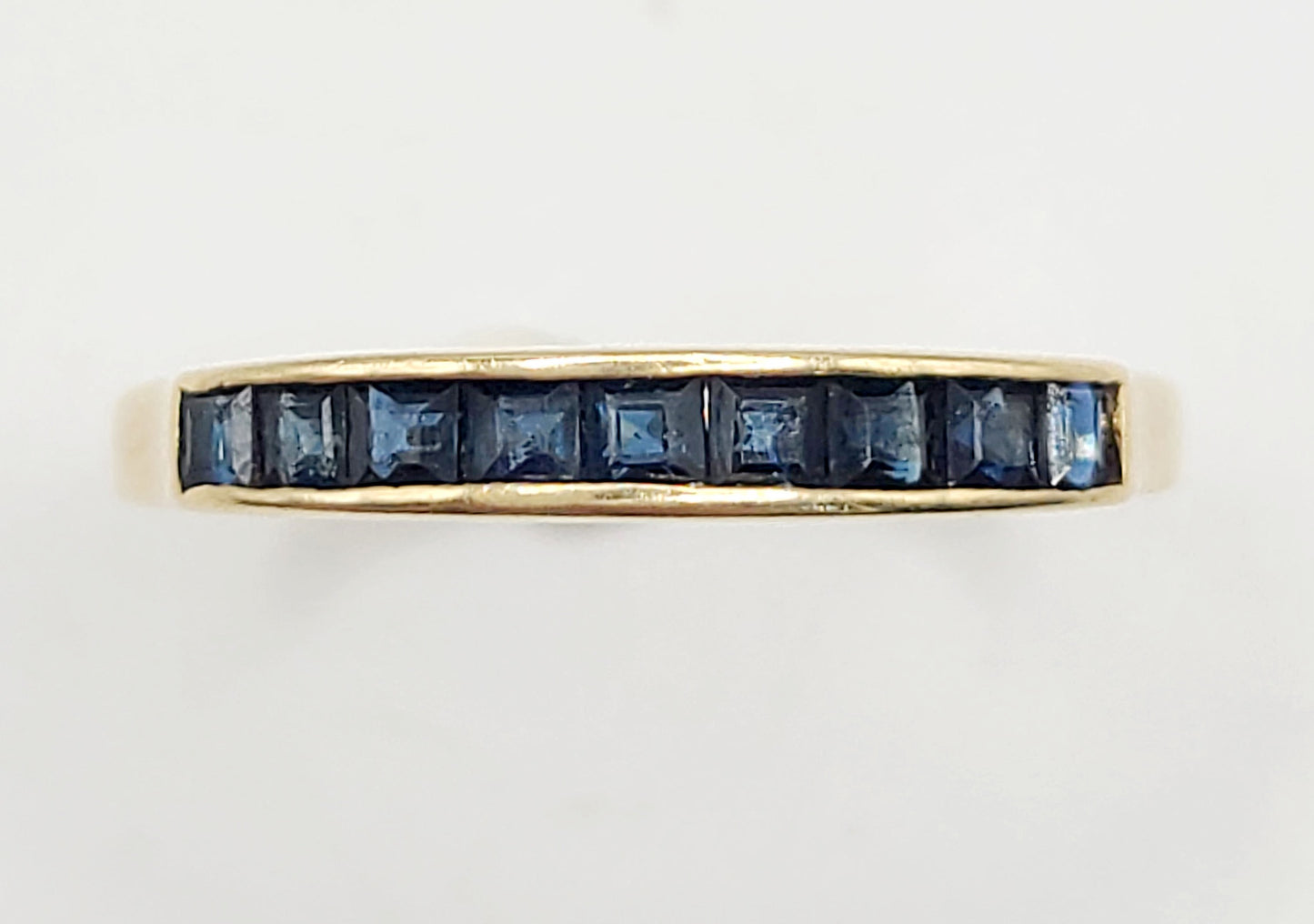 Princess Sapphires in Channel Setting on 14ct Yellow Gold Half Eternity Ring