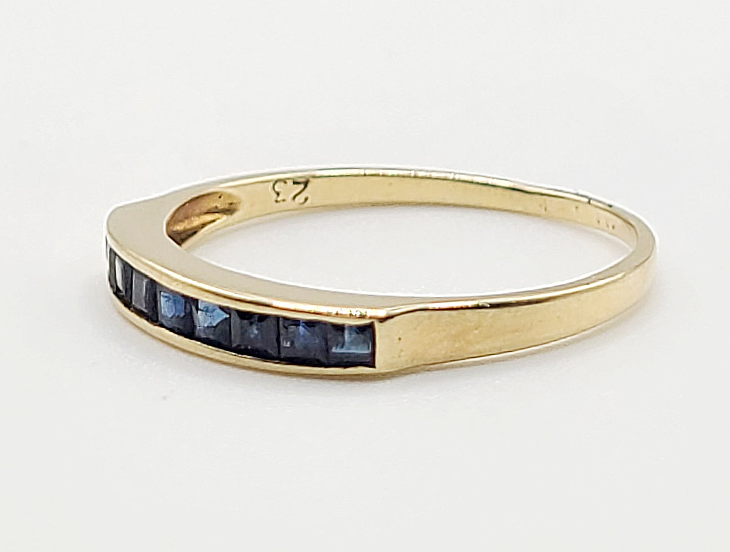Princess Sapphires in Channel Setting on 14ct Yellow Gold Half Eternity Ring