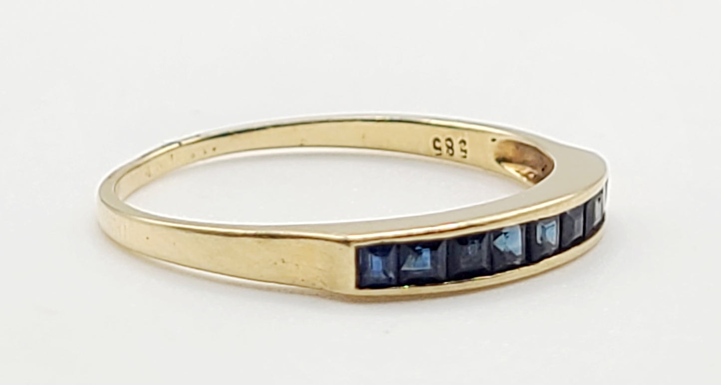 Princess Sapphires in Channel Setting on 14ct Yellow Gold Half Eternity Ring