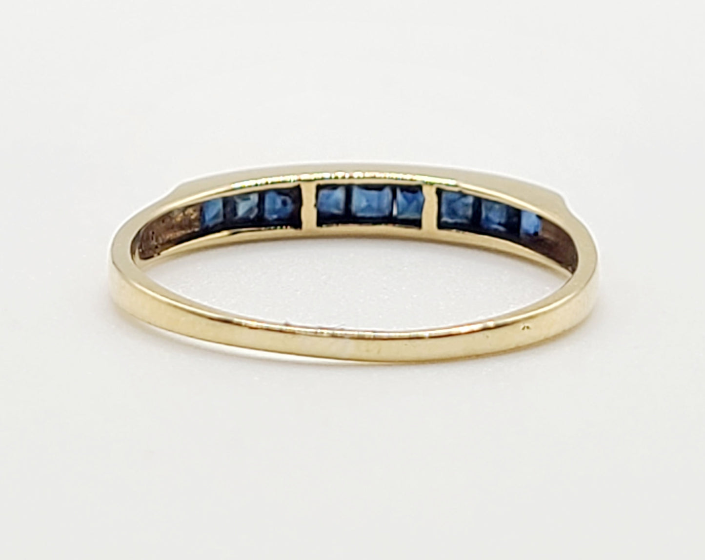 Princess Sapphires in Channel Setting on 14ct Yellow Gold Half Eternity Ring