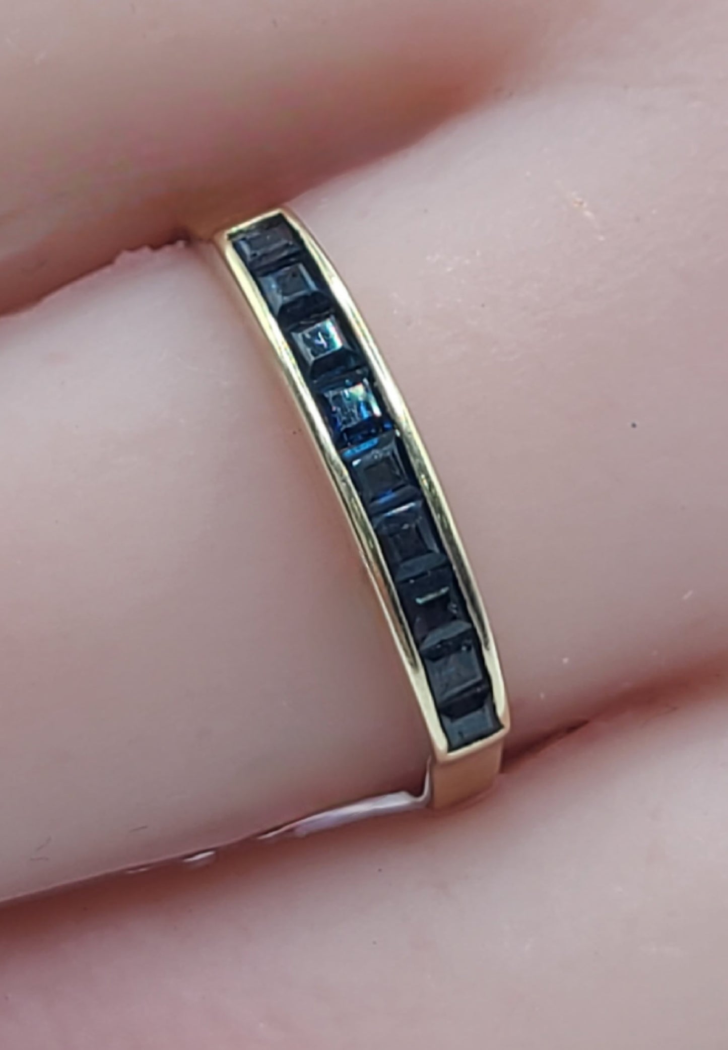 Princess Sapphires in Channel Setting on 14ct Yellow Gold Half Eternity Ring