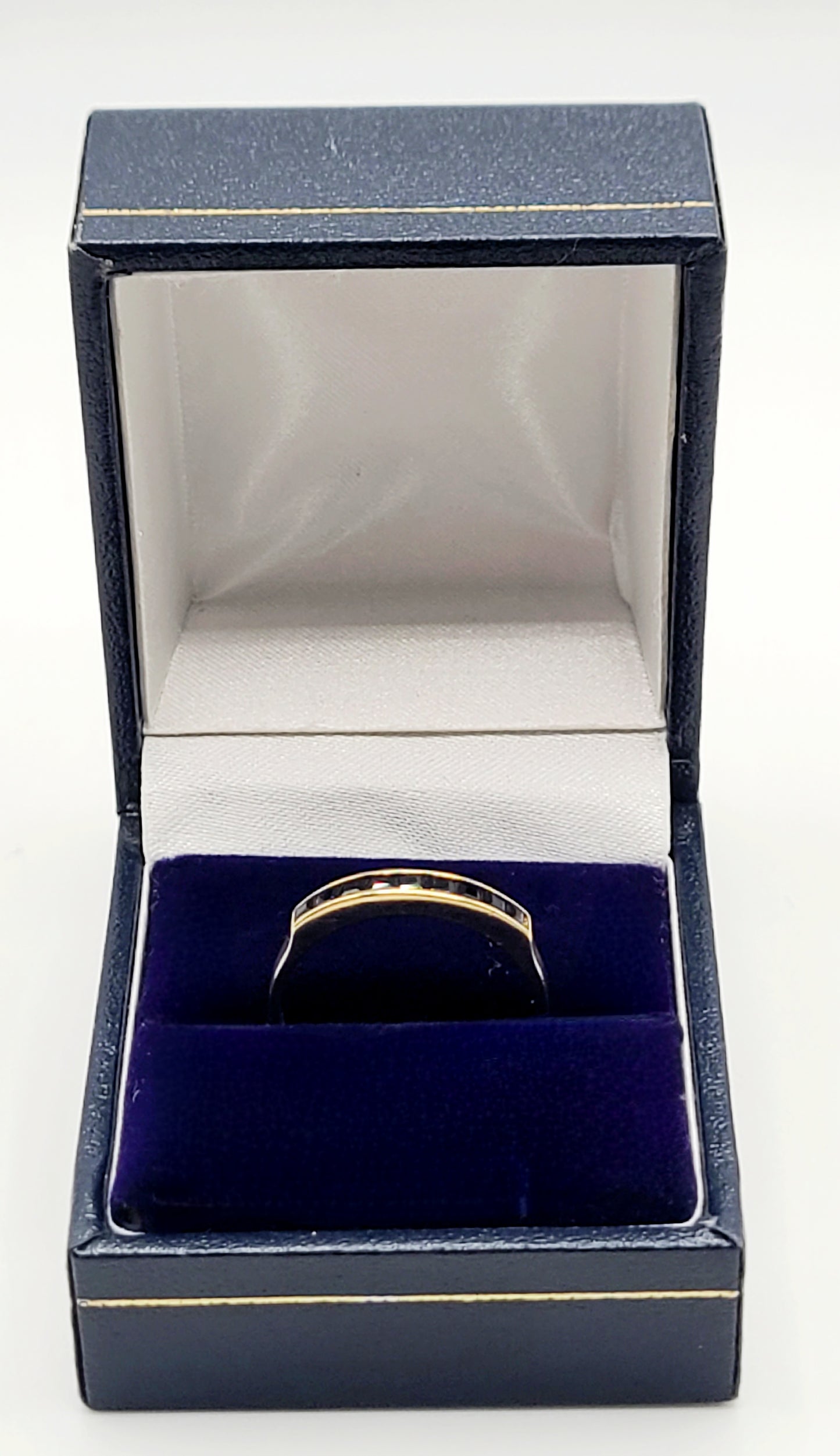 Princess Sapphires in Channel Setting on 14ct Yellow Gold Half Eternity Ring